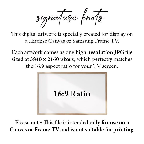 Hisense canvas and Samsung Frame TV ratio chart.