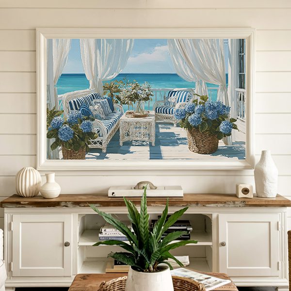 Boho coastal tv art display