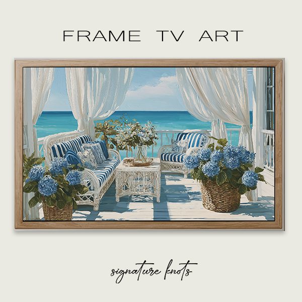 Boho coastal patio art for canvas or frame tv