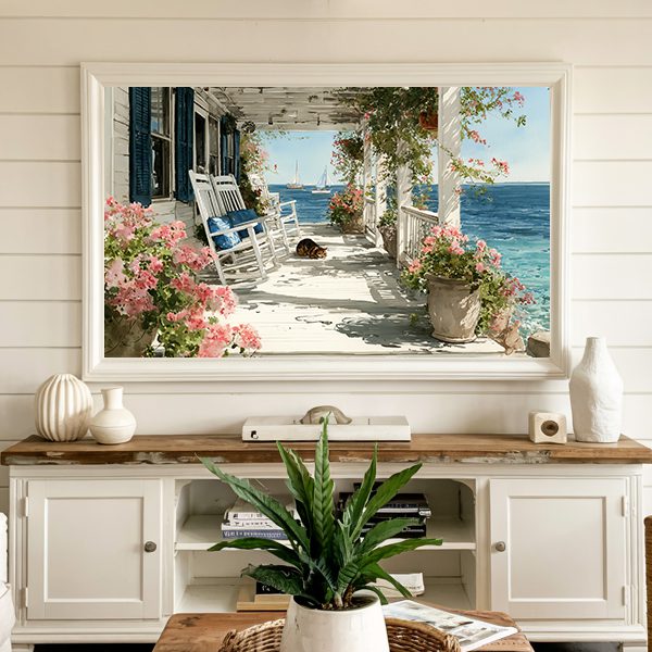 coastal porch with cat