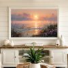 costal sunrise art in living room