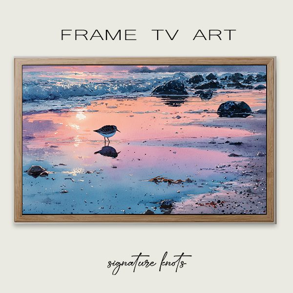 coastal sandpiper at sunrise tv art