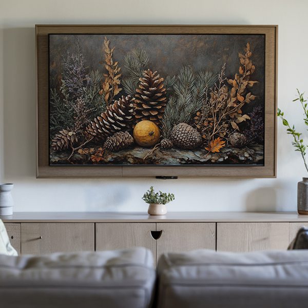 Harvest-pinecones tv art