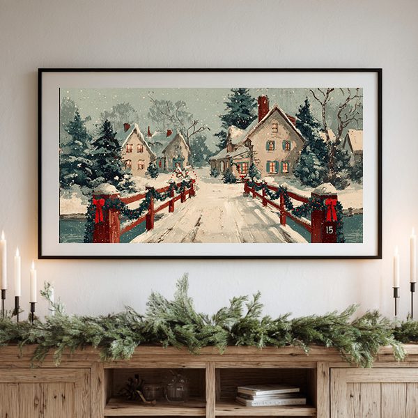 Vintage Christmas Advent Calendar TV Art Bundle