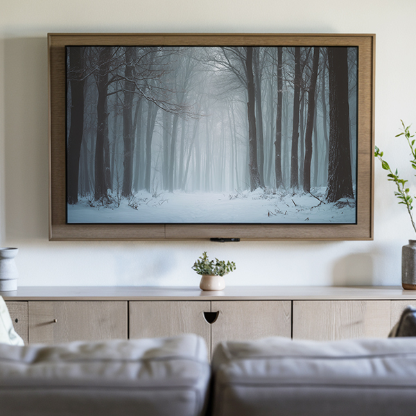 hushed forest path frame tv art